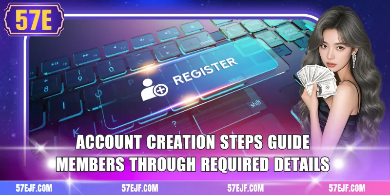 Account creation steps guide members through required details