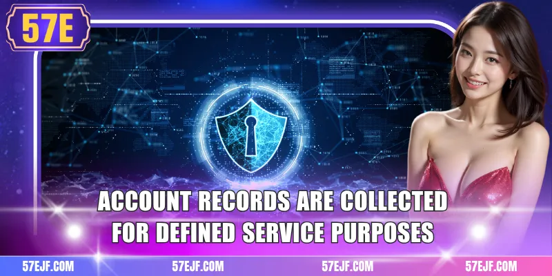 Account records are collected for defined service purposes