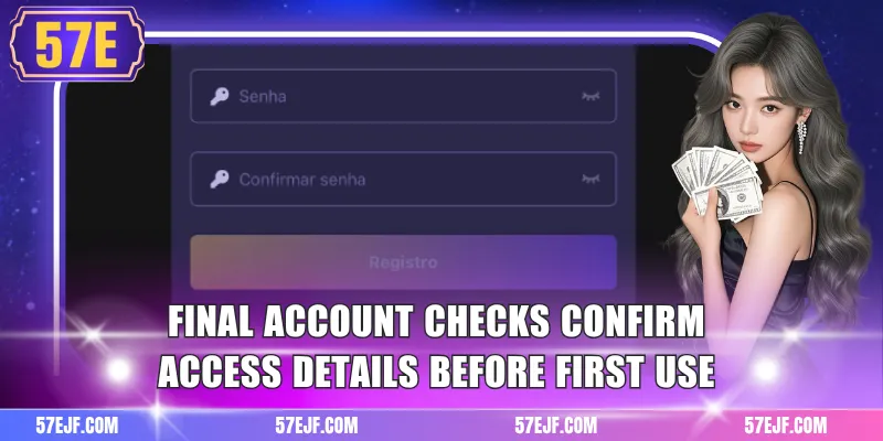 Final account checks confirm access details before first use