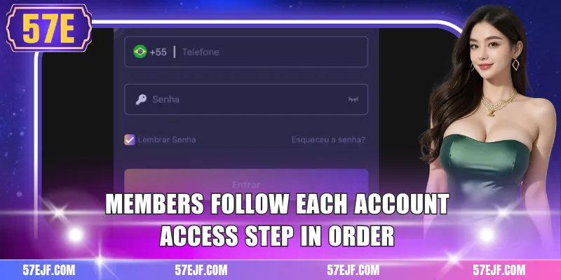 Members follow each account access step in order