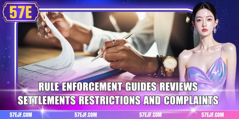 Rule enforcement guides reviews settlements restrictions and complaints